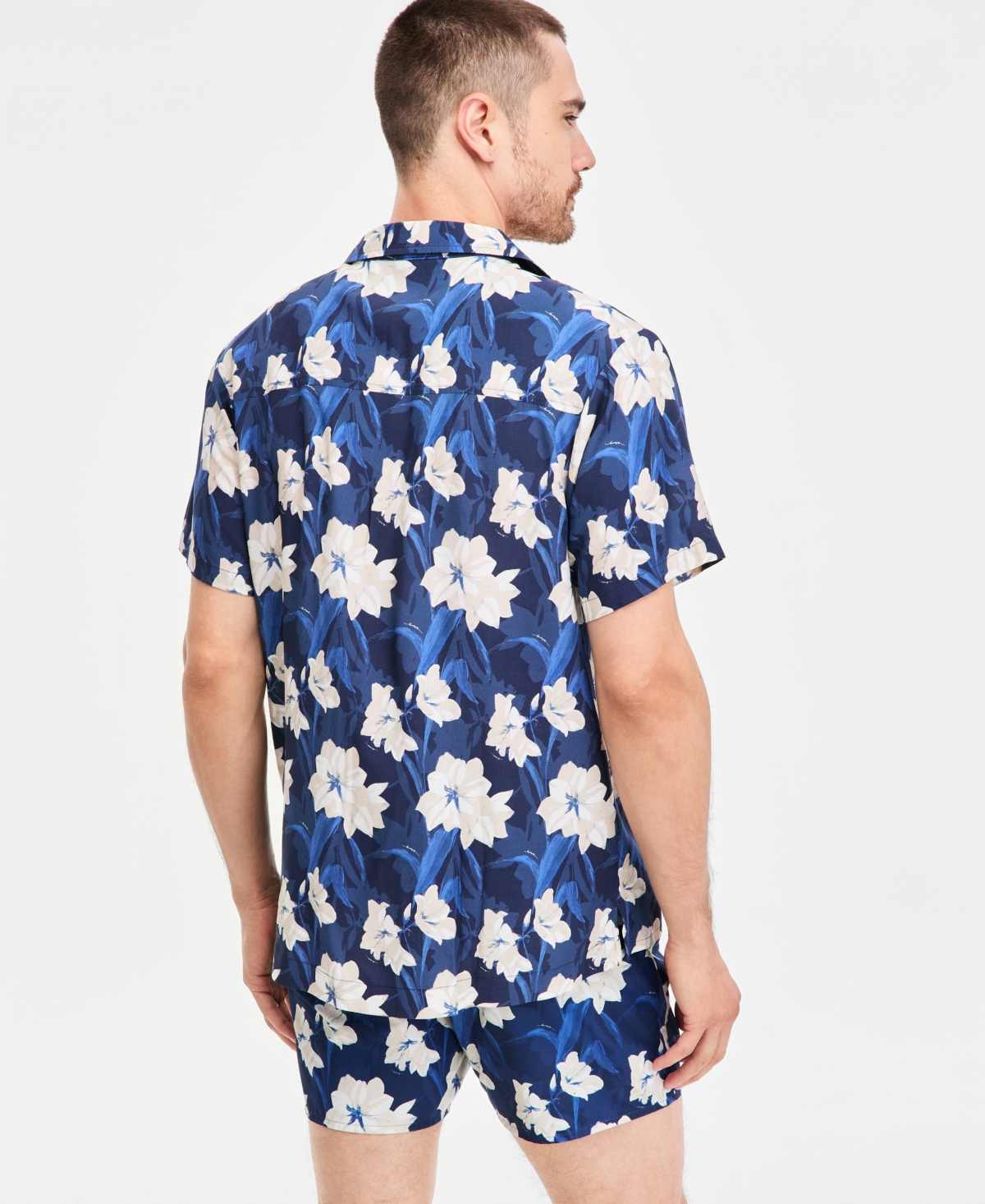 Boss by Hugo Men's Tropical Printed Button-Down Swim Shirt