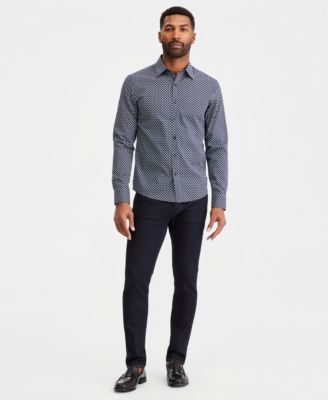 Men's Slim-Fit Foulard Print Button-Up Shirt 