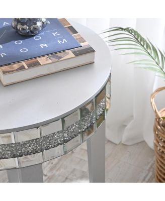 Artisanal Round Mirror Breakfast Table with Diamond-Cut Pedestal
