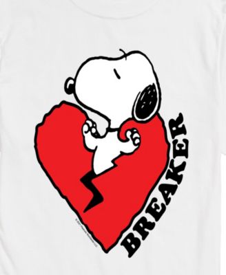 Men's Peanuts Snoopy Heart Breaker Printed Short-Sleeve Graphic T-Shirt
