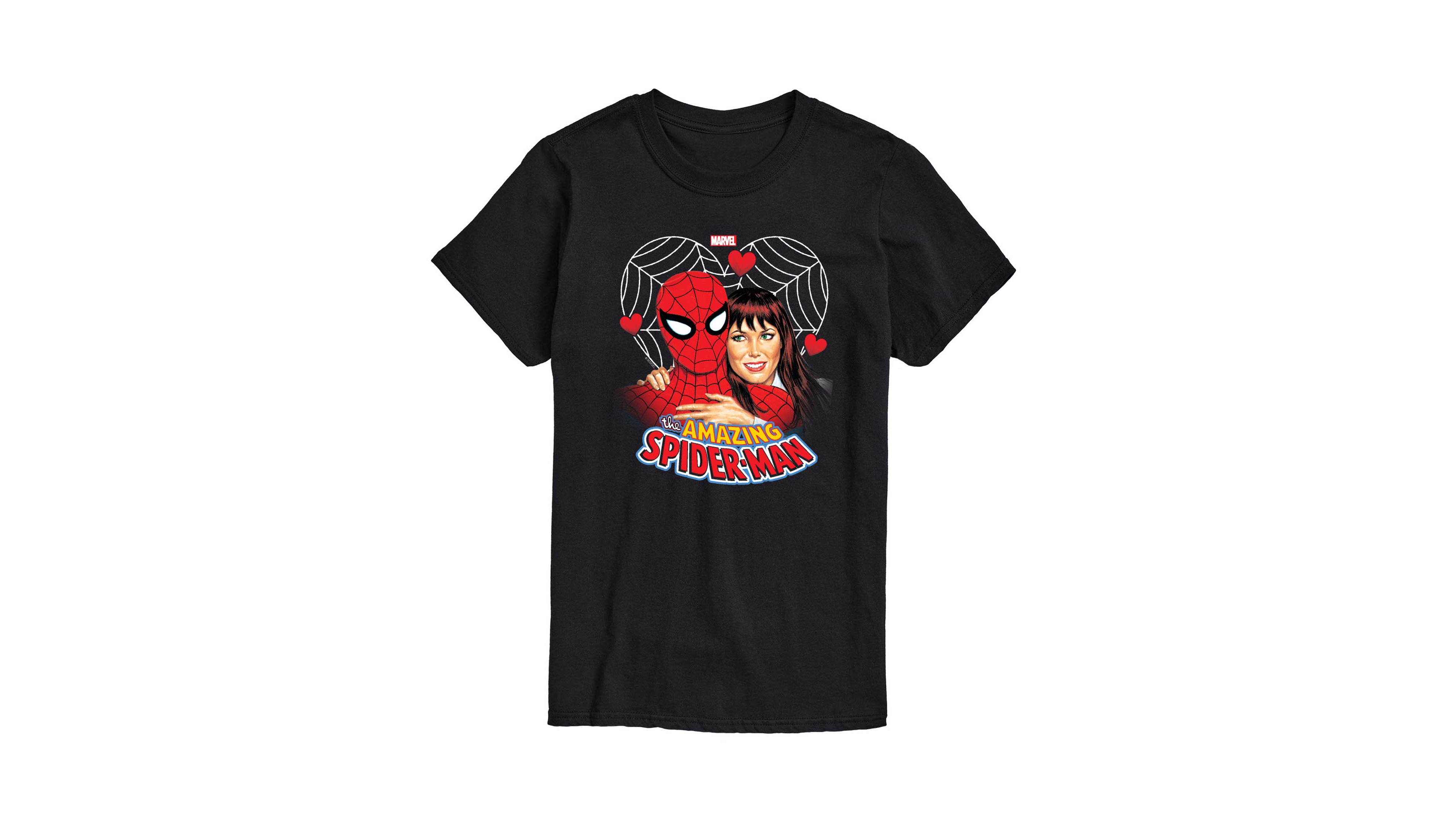 Airwaves Men's Spiderman Mary Jane & Hearts Printed Short-Sleeve Graphic T-Shirt