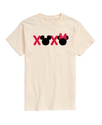 Men's Disney Mickey Minnie Heads Xoxo Printed Short-Sleeve Graphic T-Shirt
