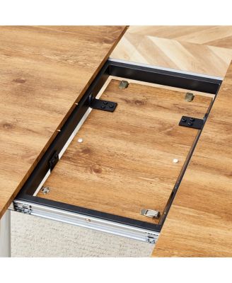  Retractable Wood Grain MDF Tabletop with Silver Metal Legs