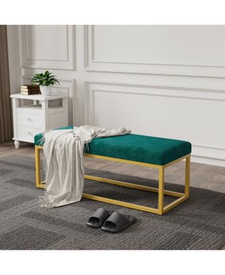 Entryway Storage Bench with Steel Frame, Mid-Century Modern, 600 lb capacity