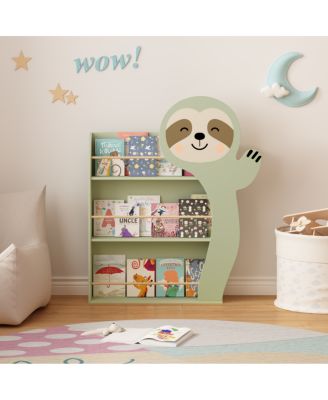 Streamdale Sloth Bookshelf for Kids: 3-Tier Toddler Book Display Rack