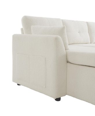 Streamdale Modern U-shaped Sleeper Sofa with Storage & USB Ports, Green