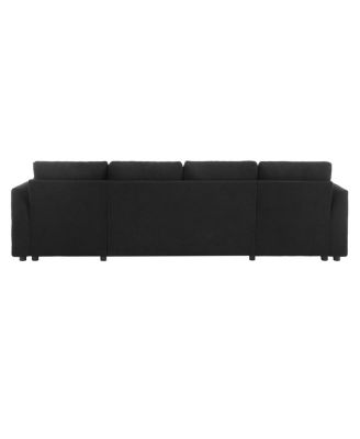 Streamdale Modern U-shaped Sleeper Sofa with Storage & USB Ports, Green