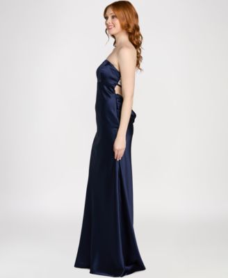 Juniors' Strapless Rhinestone Ball Gown