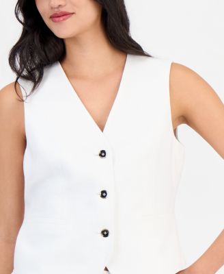 Women's Linen-Blend Button-Front Vest