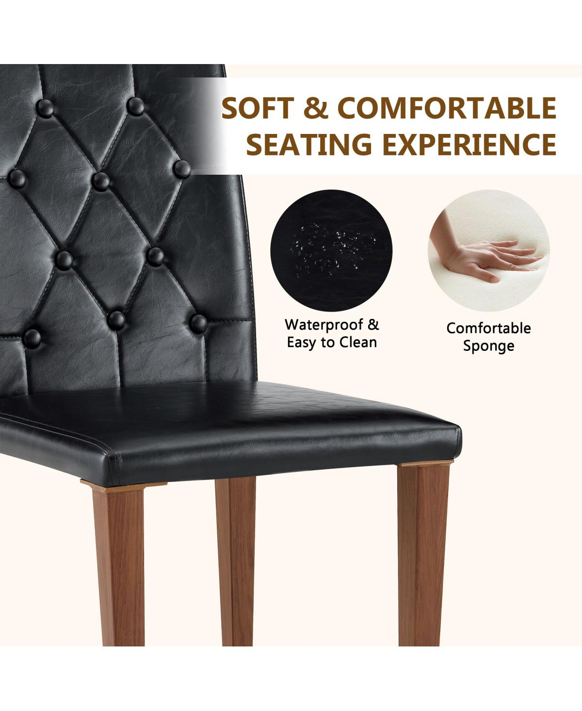 Streamdale Furniture Elegant Pu Dining Chair with Ergonomic Buckle Backrest