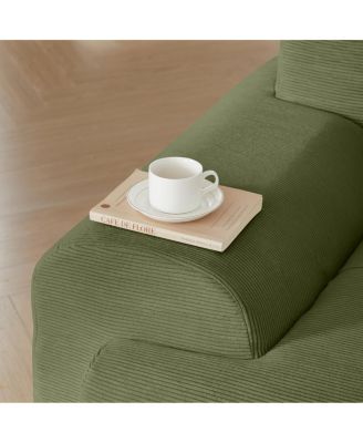  Modern L-Shaped Corduroy Sectional Sofa with Movable Ottoman