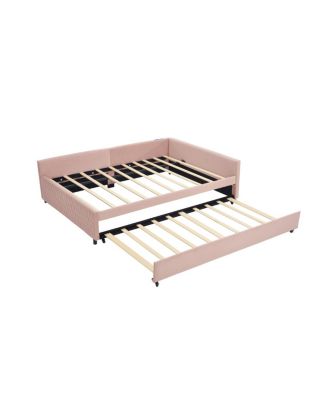 Streamdale Upholstered Daybed with Trundle (Pink)