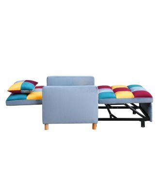 Convertible Sleeper Sofa Chair Bed with Pillow, Velvet Fabric
