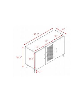  Three-Door Rattan Mesh Cabinet - Large Storage, Stable & Durable (45.3inch