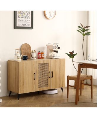  Three-Door Rattan Mesh Cabinet - Large Storage, Stable & Durable (45.3inch