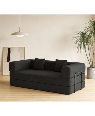 Convertible Sleeper Sofa Bed with Pillow, Corduroy Folding Mattress Couch