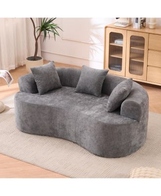 Crescent sofa: Self-inflating, deep-cushioned, 3-seater, no assembly. (Gray)