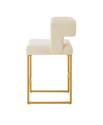  Modern Fashion Counter Height Bar Stools, Set of 2, Cream/Gold