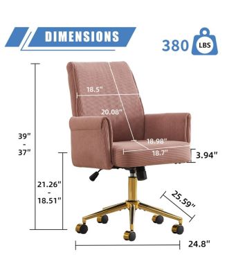Streamdale Mid-back office chair, striped fabric, ergonomic design, pink.