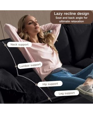  Oversized Deep Seat Sectional Sofa, Modern Chenille Cloud Couch, Black