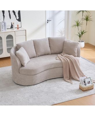  73.82" Wide Curved Sofa, Modern Plush Chenille Extra-Deep Seat, 4 Removable Cushions, Taupe