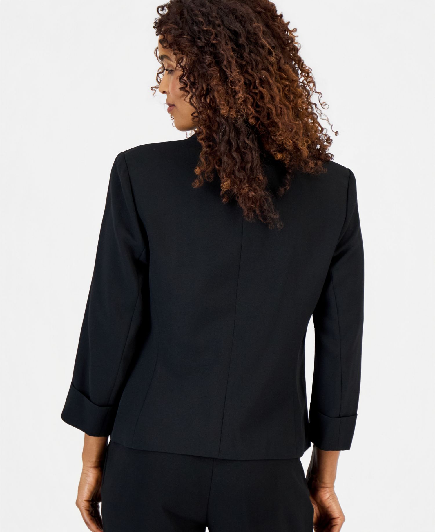 Women's Stretch Crepe Collarless ¾-Sleeve Blazer , Regular & Petite