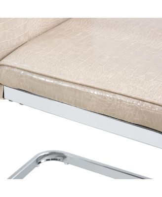  Set of 4 Retro Alligator Upholstered Dining Chairs with Crystal Buckle & Faux Leather