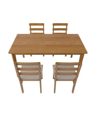  Solid wood dining set: 5 pieces, 1 table + 4 chairs