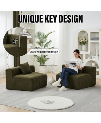 Chenille Curved Sectional Sofa with 2 Pillows, Semi-Circular Modular Design