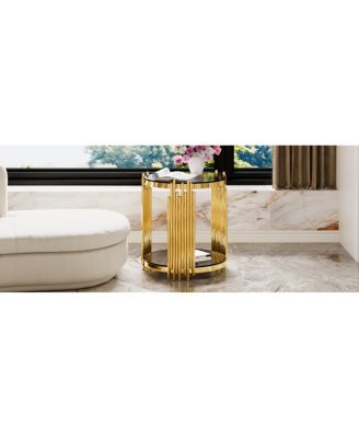Modern End Table with Gold Finish