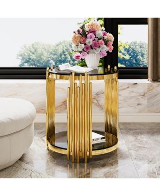 Modern End Table with Gold Finish