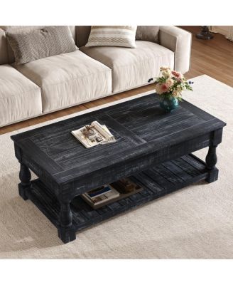 Farmhouse Lift Top Coffee Table with Storage - Weathered  Finish