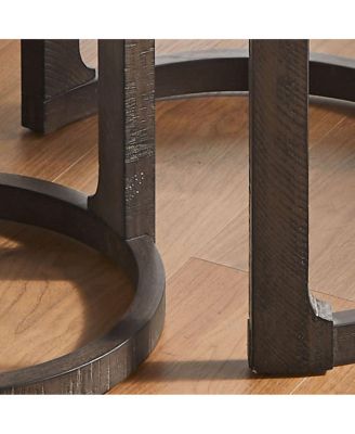 24" 2PC Curved Round Wooden Coffee Table Set