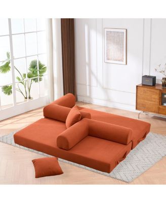 Streamdale Folding Sofa Bed, 63" Convertible Couch with 2 Pillows, Fold Out Couch