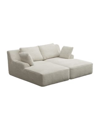  Oversized Double Chaise Lounge Cloud Plush Sofa Bed Sleeper Chair Beige