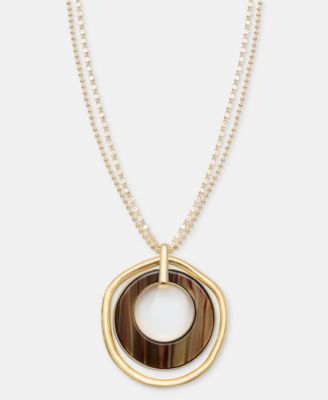 Stone Orbital Pendant Necklace, 36" + 3" extender