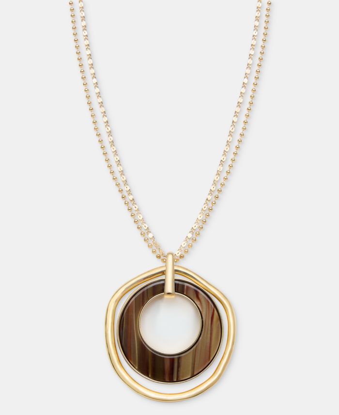 Style & Co Stone Orbital Pendant Necklace, 36" + 3" extender