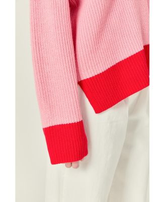 Women's Contrast Zip Pullover Sweater