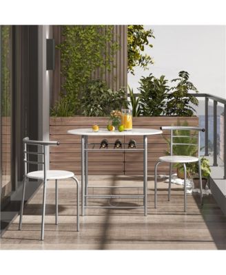 3-Piece Set, Metal Frame, Compact Dining Table with 2 Chairs