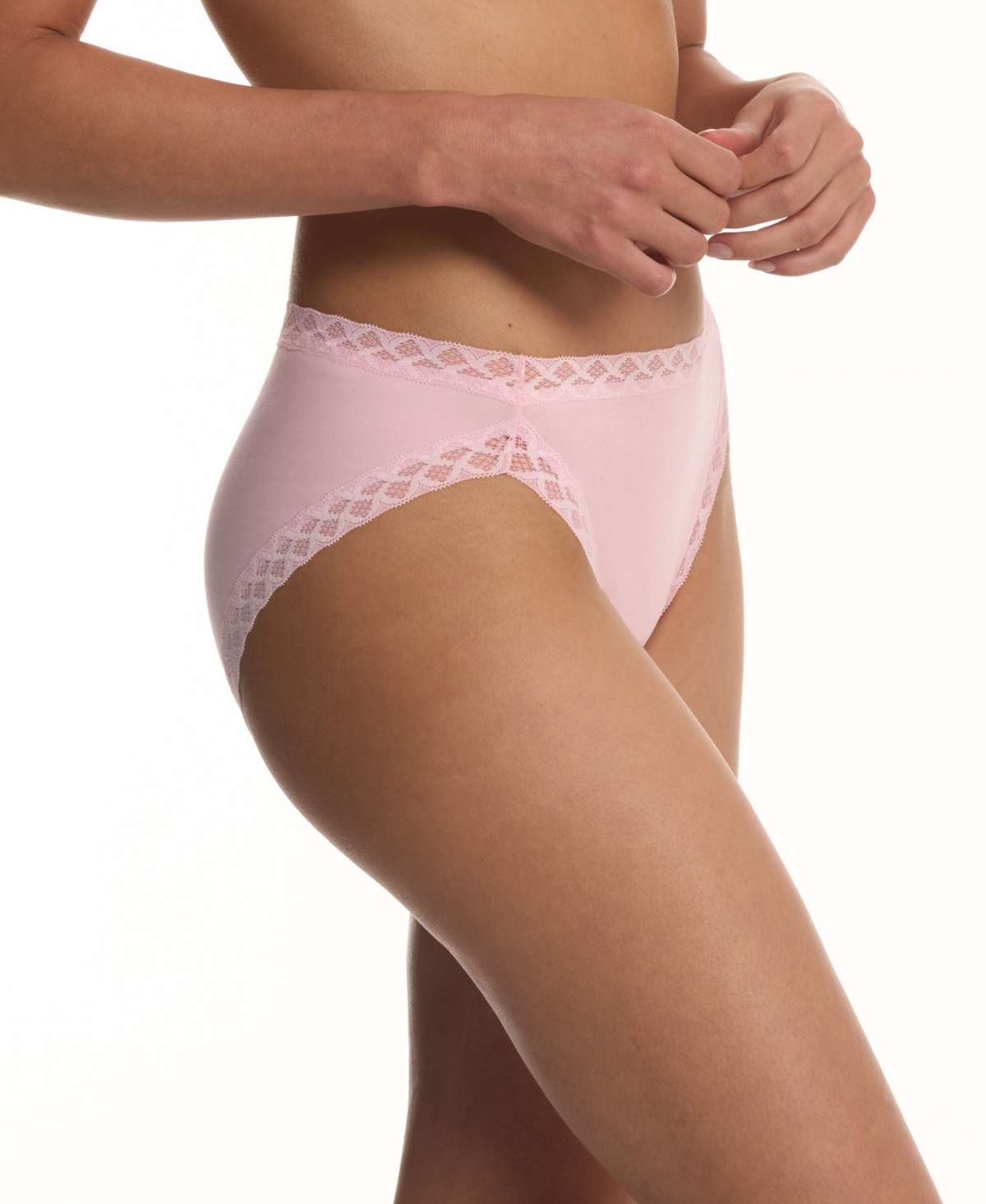 Natori Bliss Lace-Trim Cotton French-Cut Brief Underwear 152058