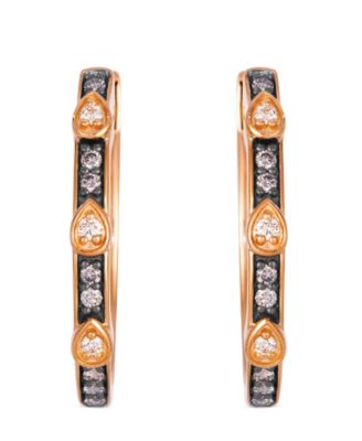 Vanilla Diamond (1/10 ct. t.w.) Chocolate Diamond (6/25 ct. t.w.) Earrings in 14k Strawberry Gold