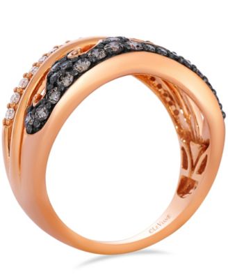 Chocolate Diamond (0.55 ct. t.w.) & Vanilla Diamond (0.18 ct. t.w.) Ring in 14k Strawberry Gold