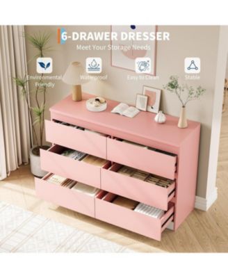 6-Drawer Dresser, Simply Modern Wooden Chest of Drawers for Bedroom Storage