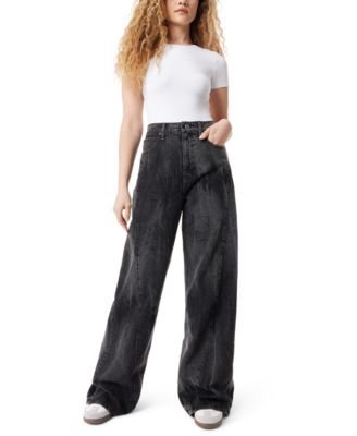 Juniors' Wide-Leg High Waist Seamed Jeans