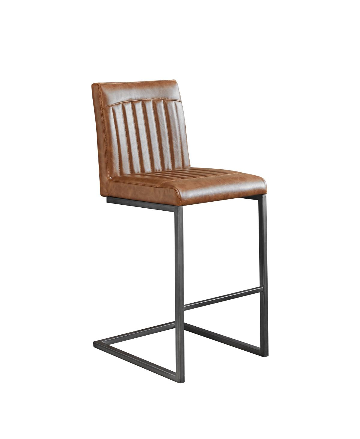 Streamdale Furniture Faux Leather Bar Stool - 26-Inch Tufted, Black Metal Frame (2 Sets)