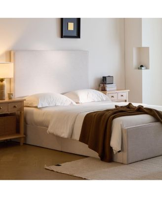 Lucas Tall Upholstered Bed - Queen - Textured Ivory Canvas