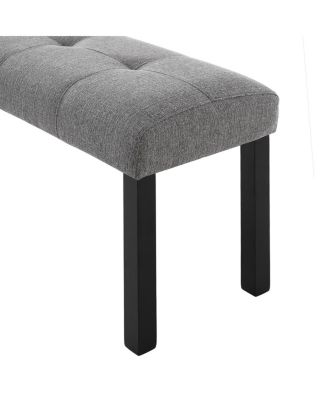Modern Tufted Linen Dining Bench with Black Rubber Wood Legs