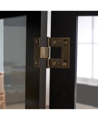 Curio Cabinet with Glass Doors, Lighted Display, Mirrored Back, Adjustable Shelves - Black