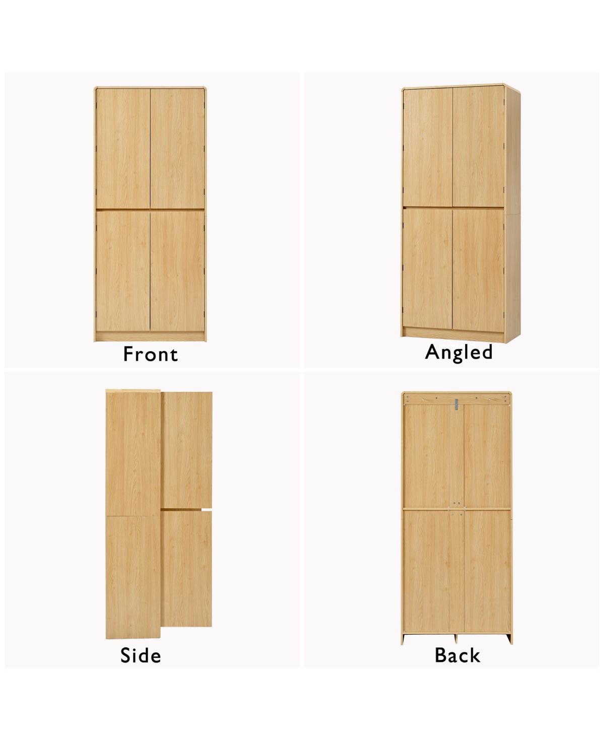 Streamdale Furniture 72" Farmhouse Kitchen Pantry Cabinet with 8 Shelves, Curved Storage, Hidden Drawer