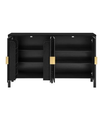 Modern 57.5" Stripe 4-Door Storage Cabinet with Racks & Hooks